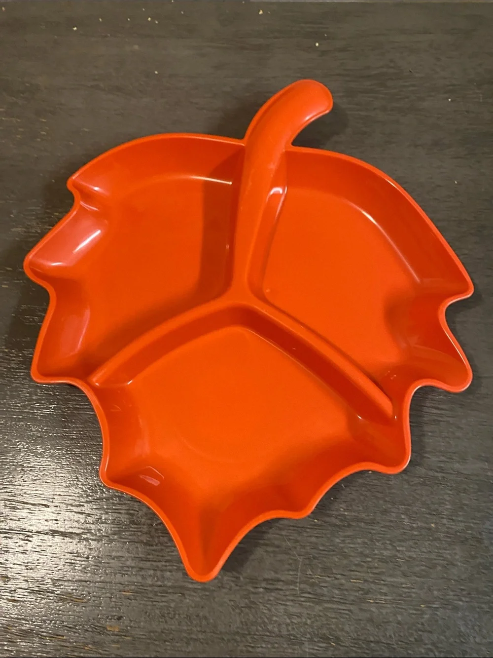 Orange Leaf-Shaped Divided Serving Tray